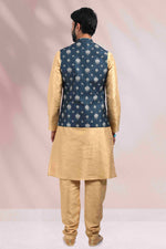 Thumbnail for Raivat Ethnic Art Banarasi Silk Printed Work 3 Pics Jacket Set In Blue Colour - Distacart