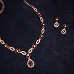 Thumbnail for Tehzeeb Creations Elegant Maroon Polished American Diamond (Ad) Studded Necklace And Earring Set For Women - Distacart