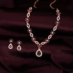 Thumbnail for Tehzeeb Creations Elegant Maroon Polished American Diamond (Ad) Studded Necklace And Earring Set For Women - Distacart
