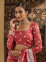 Thumbnail for kasee Floral Chikankari Silk Blend Saree - Distacart