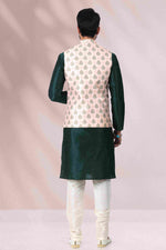 Thumbnail for Raivat Ethnic Art Banarasi Silk Printed Work 3 Pics Jacket Set In Peach Colour - Distacart