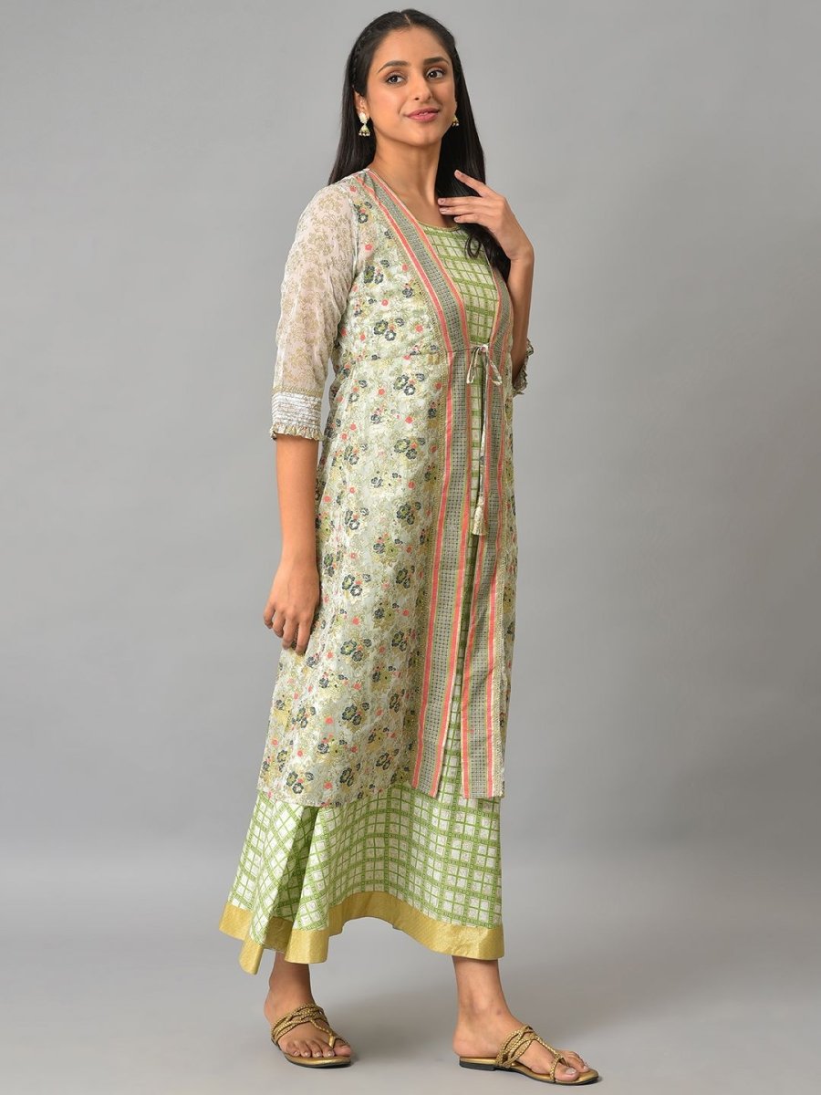 AURELIA Checked Layered Ethnic Dress