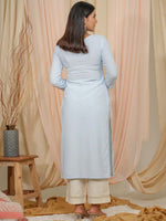 Thumbnail for Ode by House of Pataudi Floral Embroidered Tie-Up Neck Straight Kurta - Distacart