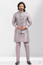 Thumbnail for Raivat Ethnic Art Banarasi Silk Thread Work 3 Pics Jacket Set In Light Purple Colour - Distacart