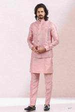 Thumbnail for Raivat Ethnic Art Banarasi Silk Thread Work 3 Pics Jacket Set In Pink Colour - Distacart