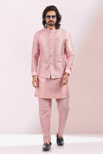 Thumbnail for Raivat Ethnic Art Banarasi Silk Thread Work 3 Pics Jacket Set In Pink Colour - Distacart