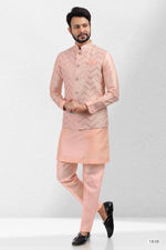Thumbnail for Raivat Ethnic Art Banarasi Silk Thread Work 3 Pics Jacket Set In Peach Colour - Distacart