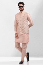 Thumbnail for Raivat Ethnic Art Banarasi Silk Thread Work 3 Pics Jacket Set In Peach Colour - Distacart