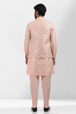 Thumbnail for Raivat Ethnic Art Banarasi Silk Thread Work 3 Pics Jacket Set In Peach Colour - Distacart