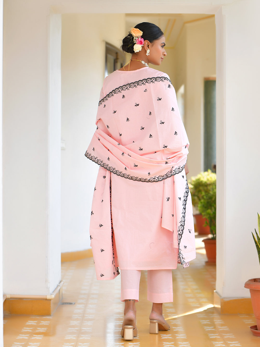 Vaasva Women's Cotton Solid Candy Embroidered Suit Set - Distacart