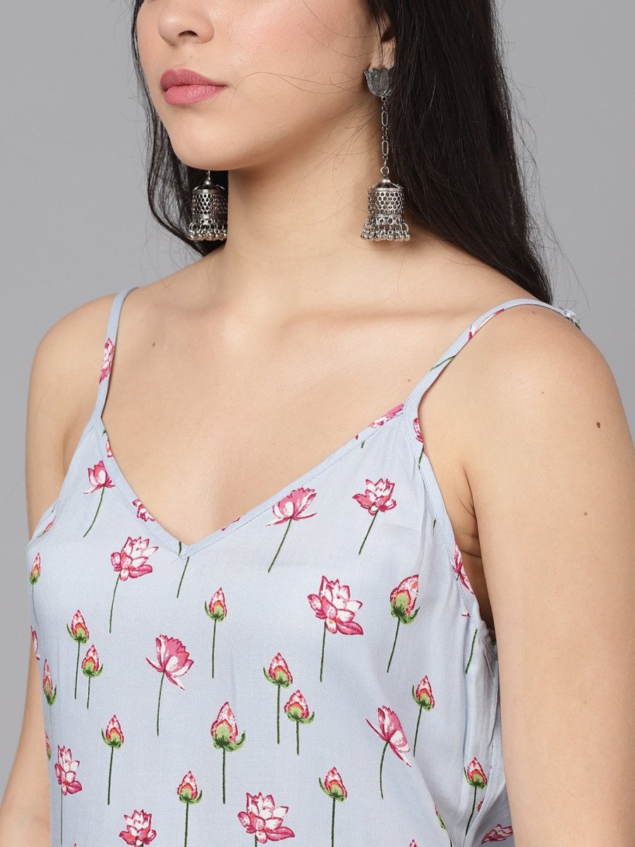 Aks Floral Printed Regular Kurta With Sharara - Distacart