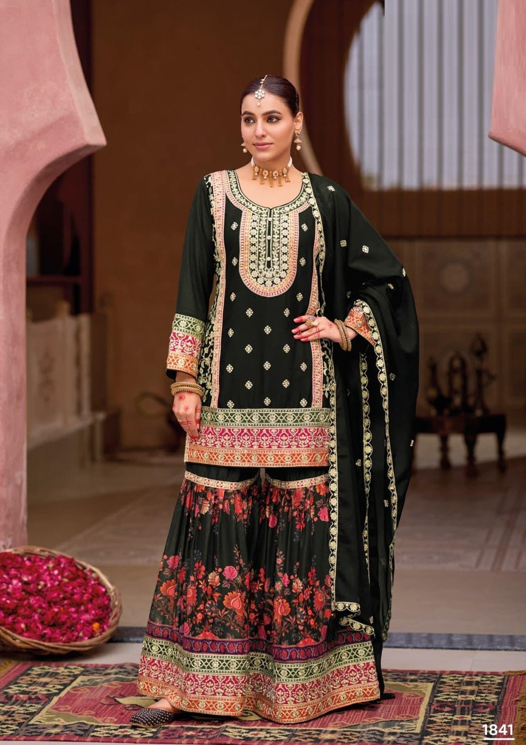 Anaita Black Chinon Embroidered Readymade Salwar Suit - Distacart