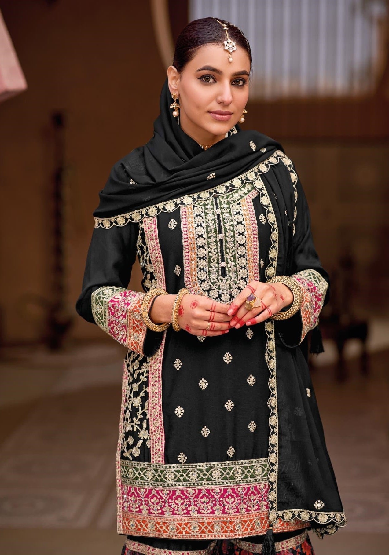 Anaita Black Chinon Embroidered Readymade Salwar Suit - Distacart