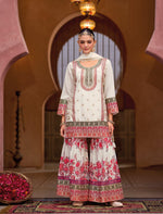 Thumbnail for Anaita White Chinon Embroidered Readymade Salwar Suit - Distacart