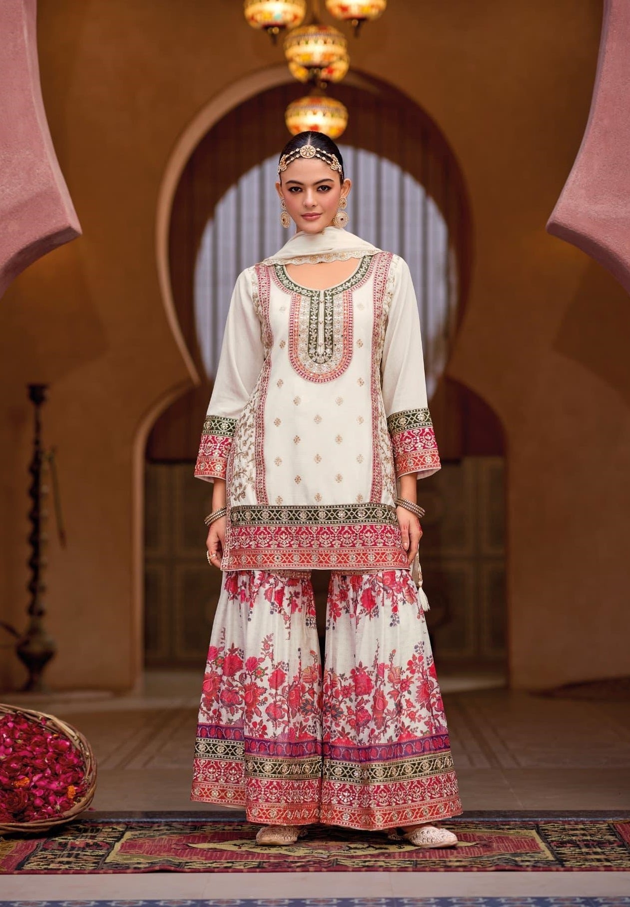 Anaita White Chinon Embroidered Readymade Salwar Suit - Distacart