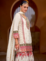 Thumbnail for Evanik White Chinon Silk with Codding Embroidery work with Digital Print Sharara Suit