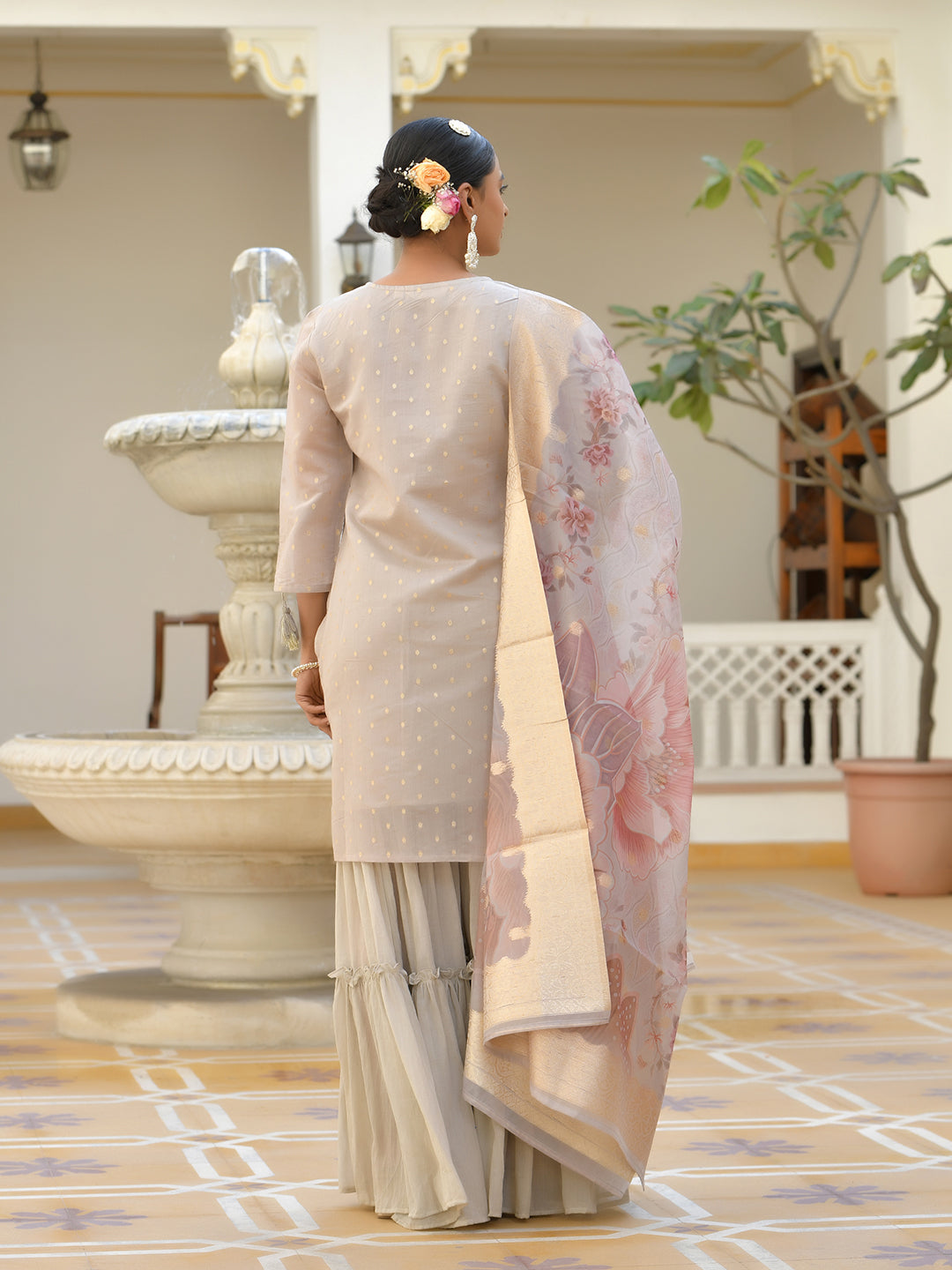 Vaasva Women's Khakhee Chanderi Sharara Set - Distacart