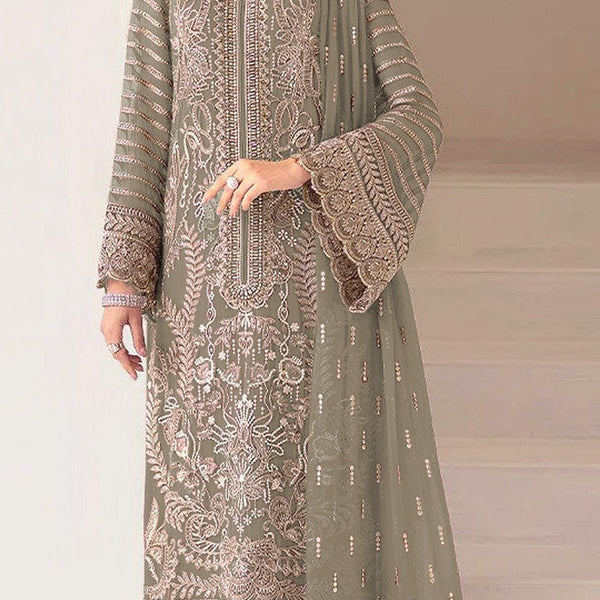 Anaita Mehendi Fox Georgette Suit With Embroidery Sequenc & Khatli Work - Distacart