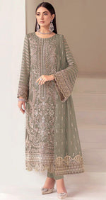 Thumbnail for Anaita Mehendi Fox Georgette Suit With Embroidery Sequenc & Khatli Work - Distacart