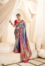 Thumbnail for Anaita Blue Designer Weaving Pure Paithani Tissue Silk Saree With Blouse - Distacart