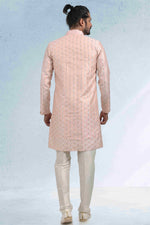 Thumbnail for Raivat Ethnic Art Banarasi Silk Thread Work 3 Pics Jacket Set In Peach Colour - Distacart