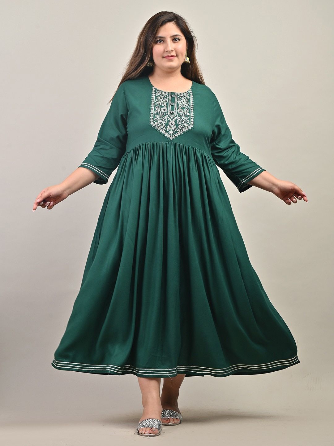 Swasti Embroidered Floral Maxi Ethnic Dress - Distacart