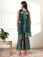 Thumbnail for Yufta Cotton Green Kurta Palazzo Set