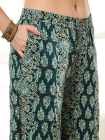 Thumbnail for Yufta Cotton Green Kurta Palazzo Set