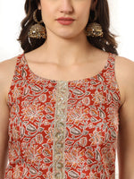 Thumbnail for Yufta Cotton Rust Kurta Sharara Set