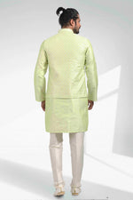 Thumbnail for Raivat Ethnic Art Banarasi Silk Thread Work 3 Pics Jacket Set In Pista Green Colour - Distacart
