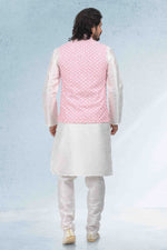 Thumbnail for Raivat Ethnic Art Banarasi Silk Thread Work 3 Pics Jacket Set In Pink Colour - Distacart