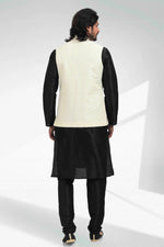 Thumbnail for Raivat Ethnic Art Banarasi Silk Thread Work 3 Pics Jacket Set In Yellow Colour - Distacart