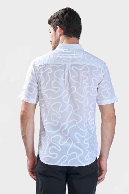 Xkind White Embroidered Relaxed Fit Shirt - Distacart