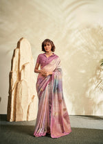 Thumbnail for Anaita Purple Printed Handloom Khadi Silk Silk Saree With Blouse - Distacart