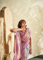 Thumbnail for Anaita Purple Printed Handloom Khadi Silk Silk Saree With Blouse - Distacart