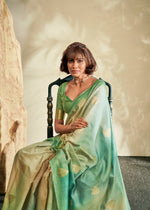Thumbnail for Anaita Green Printed Handloom Khadi Silk Silk Saree With Blouse - Distacart