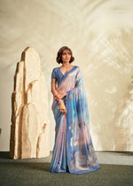 Thumbnail for Anaita Blue Printed Handloom Khadi Silk Silk Saree With Blouse - Distacart