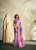 Thumbnail for Anaita Lavender Printed Handloom Khadi Silk Silk Saree With Blouse - Distacart