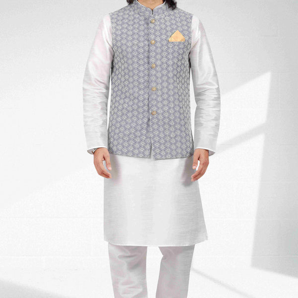 Raivat Ethnic Art Banarasi Silk Thread Work 3 Pics Jacket Set In Purple Light Colour - Distacart