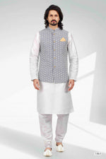 Thumbnail for Raivat Ethnic Art Banarasi Silk Thread Work 3 Pics Jacket Set In Purple Light Colour - Distacart