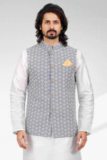 Thumbnail for Raivat Ethnic Art Banarasi Silk Thread Work 3 Pics Jacket Set In Purple Light Colour - Distacart