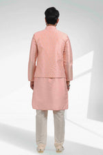 Thumbnail for Raivat Ethnic Art Banarasi Silk Thread Work 3 Pics Jacket Set In Peach Colour - Distacart