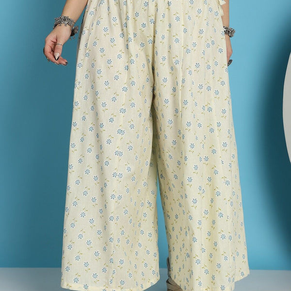 TAG 7 Ethnic Motifs Printed Pure Cotton Flared Ethnic Palazzo - Distacart