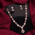 Thumbnail for Tehzeeb Creations Elegant White Polished American Diamond (Ad) Studded Necklace And Earring Set For Women - Distacart