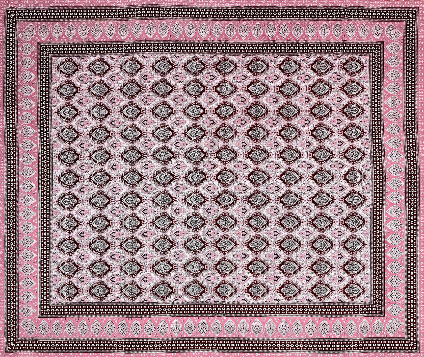 Green Ethnic Motifs Cotton 200TC King Bedsheet With 2 Zipper Pillow Covers - King Size by House of Ree - Distacart