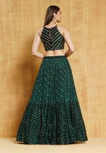 Thumbnail for Jyoti Fashion Bottle Green Sequence Embroidery Georgette Designer Lehenga Choli with Dupatta - Distacart