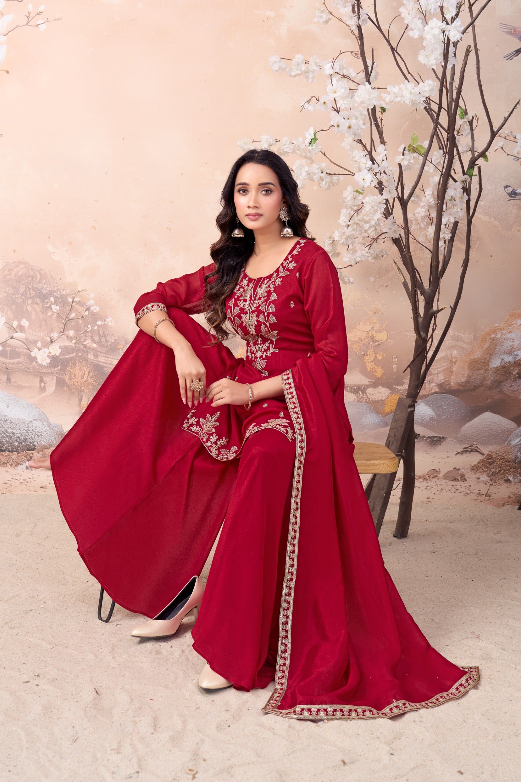Anaita Pink Vichitra Silk Readymade Suit with Coding Work - Dista