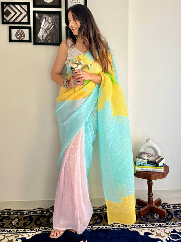 Anouk Embellished Sequinned Pure Georgette Designer Saree - Distacart