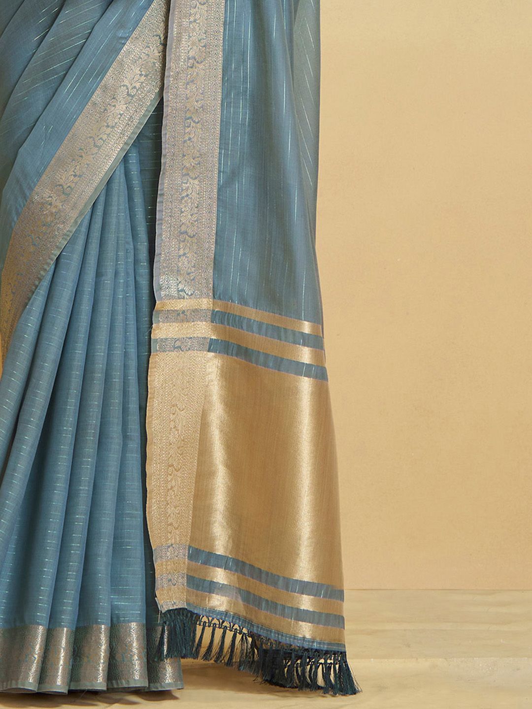 Mitera Zari Pure Cotton Chanderi Saree - Distacart
