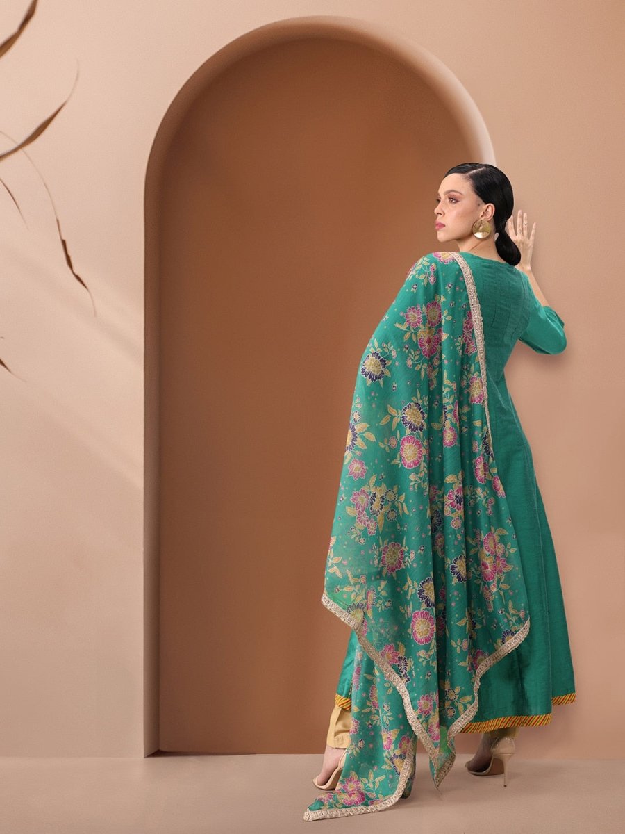 All About You Women Keyhole Neck A-Line Kurta & Dupatta - Distacart